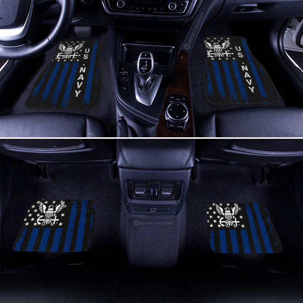 Veteran Car Mats US Navy American Flag Pattern Car Floor Mats White Blue