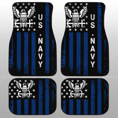 Veteran Car Mats US Navy American Flag Pattern Car Floor Mats White Blue