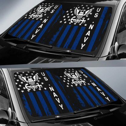 Veteran Car Sun Shade US Navy Armed Forces American Flag Winshield Sun Shade Blue Black