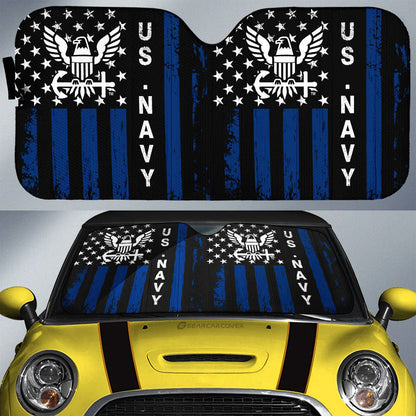 Veteran Car Sun Shade US Navy Armed Forces American Flag Winshield Sun Shade Blue Black