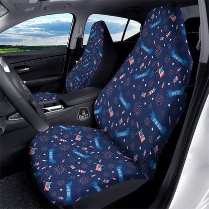 4th Of July Car Seat Covers July 4th Flag Fireworks Pattern Seat Covers Blue