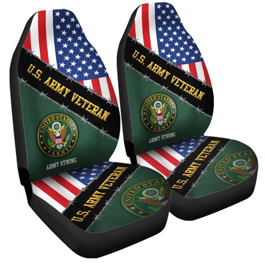 Veteran Car Seat Covers Veteran US Army Strong American Flag Seat Covers Green Blue