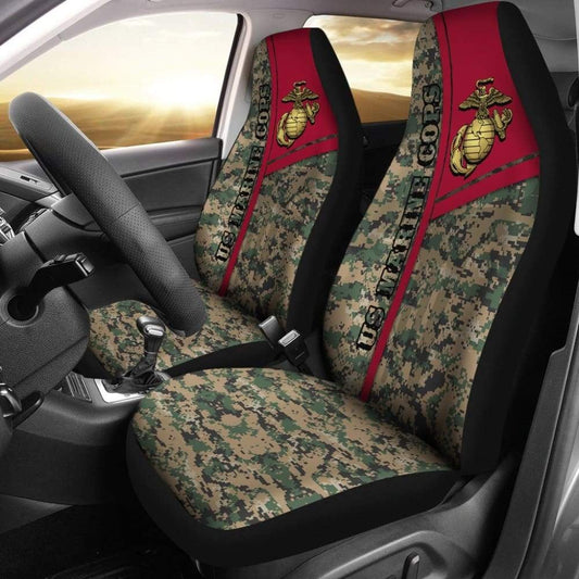Veteran Car Seat Covers USA Military Corps Camo Pattern Seat Covers Green Red