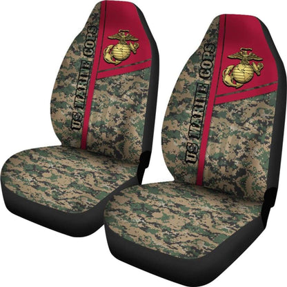 Veteran Car Seat Covers USA Military Corps Camo Pattern Seat Covers Green Red