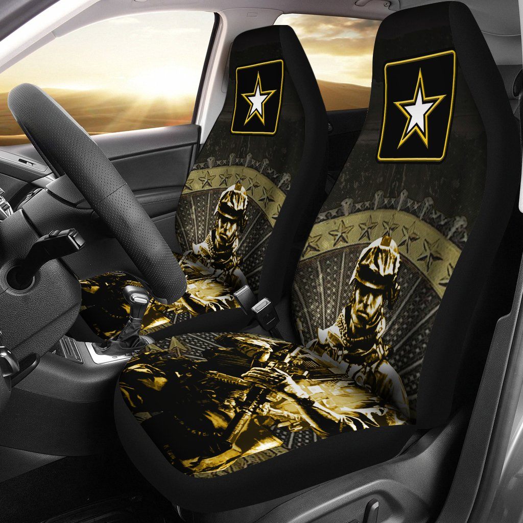 Veteran Car Seat Covers US Army Soldier Full Gear Seat Covers Yellow