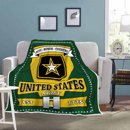 Veteran Blanket Duty Honor Country US Army Est 1775 Blanket Green Yellow