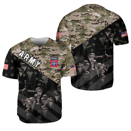 Veteran Baseball Jersey Paratroopers Graphic Veteran Army Jersey Shirt Camouflage Unisex Adult New Release