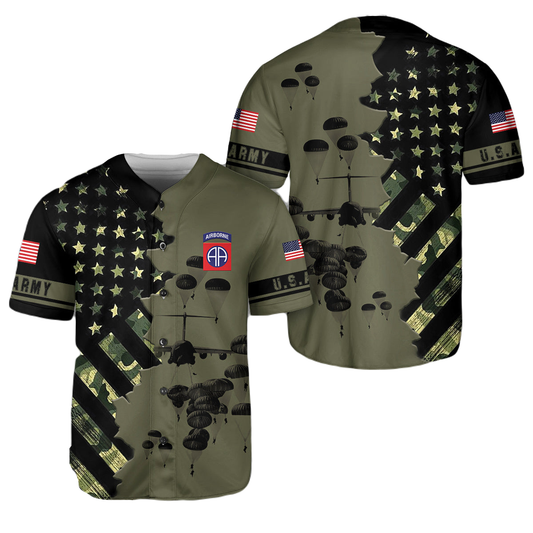 Veteran Baseball Jersey Paratroopers With The 82nd Airborne Veteran Army Jersey Shirt Black Green Unisex Adult New Release