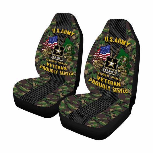 Veteran Car Seat Covers US Army Personal Courage Veteran Proudly Served Seat Covers Green Black