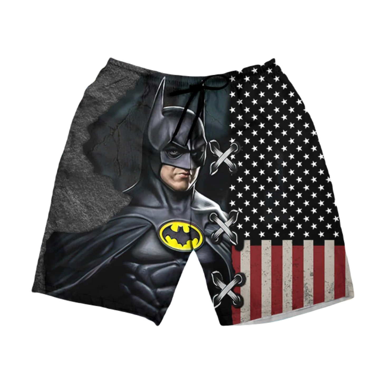 Batman Shorts Batman Graphic American Flag Beach Shorts Black