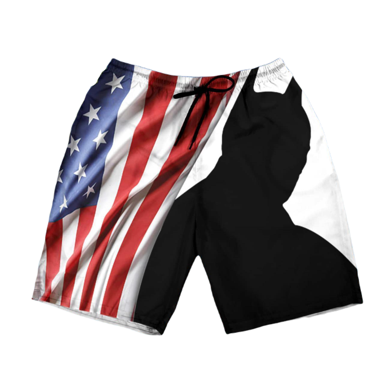 Batman Shorts Batman Silhouette American Flag Beach Shorts Black White