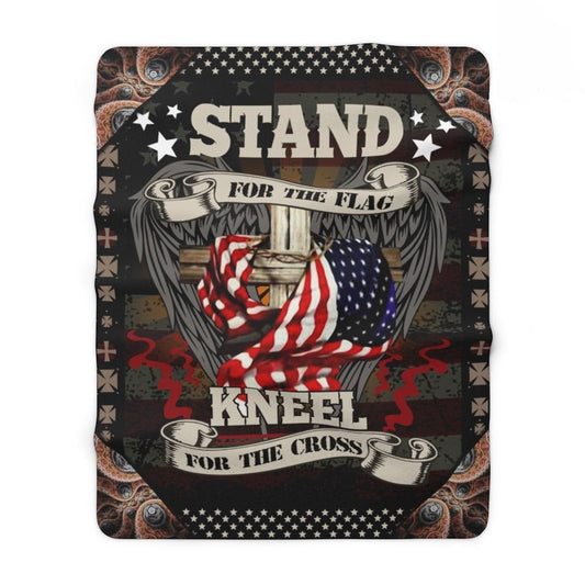 Veteran Blanket Stand For The Flag Kneel For The Cross Blanket Black Brown