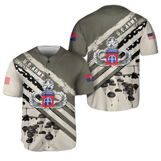 Veteran Baseball Jersey The 82nd Airborne Division Parachute Veteran Army Jersey Shirt Dark Gray Unisex Adult New Release