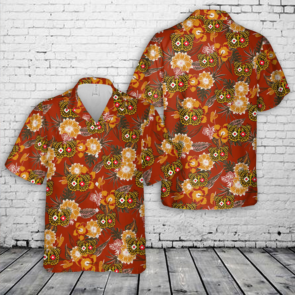 US Army Signal Branch Eagle Rising Hawaiian Shirt