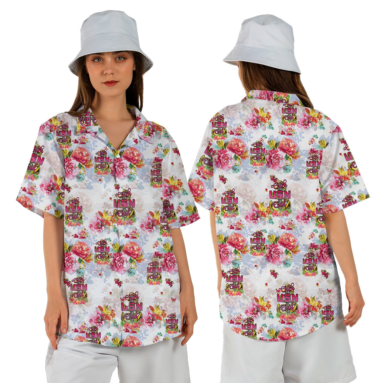 US Navy Female Chick Chief CPO Pink 2 Hawaiian Shirt For Women