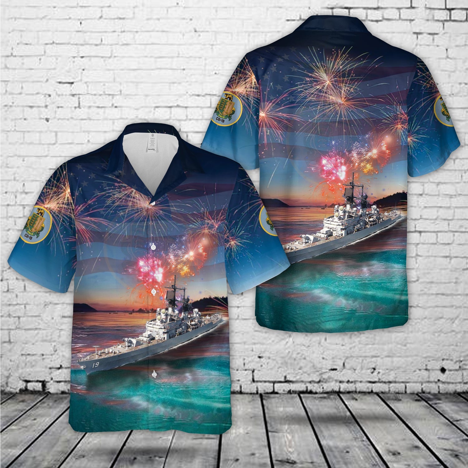 US Navy US Navy USS Dale (DLG-19), 4th Of July Hawaiian Shirt
