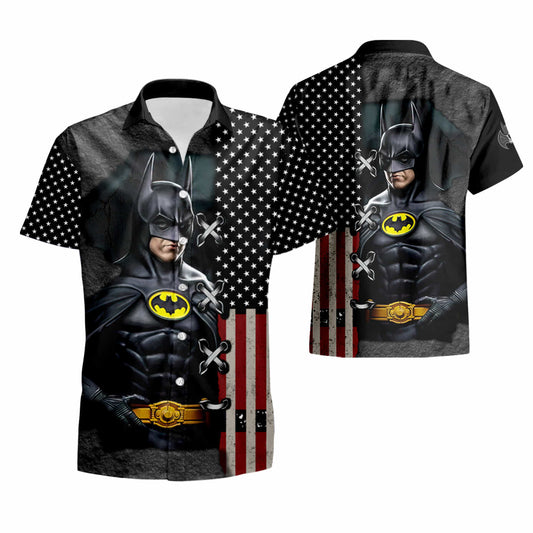 Batman Hawaii Shirt DC Batman The Dark Knight American Flag Hawaiian Shirt Black Unisex