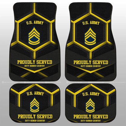 Veteran Car Mats US Army Proudly Served Duty Honor Country Car Floor Mats Black Yellow