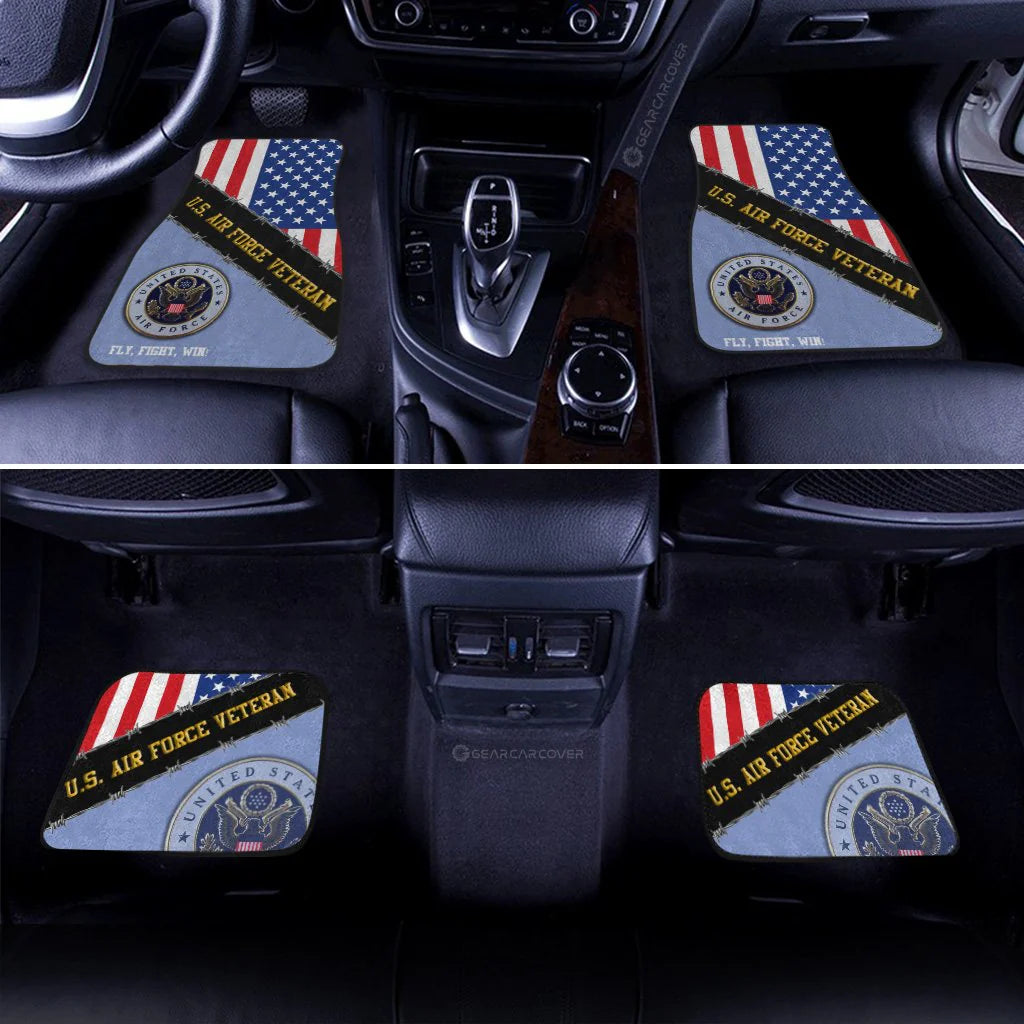 Veteran Car Mats US Air Force Veteran Fly Fight Win Car Floor Mats Blue