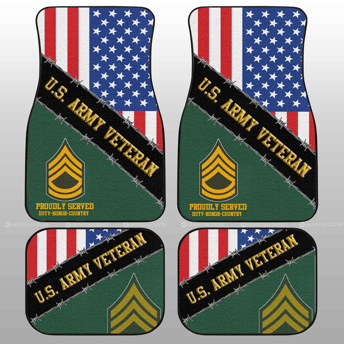 Veteran Car Mats US Army Veteran Proudly Served Duty Honor Country Car Floor Mats Colorful