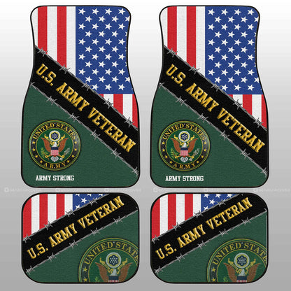 Veteran Car Mats US Army Veteran Strong American Flag Car Floor Mats Colorful