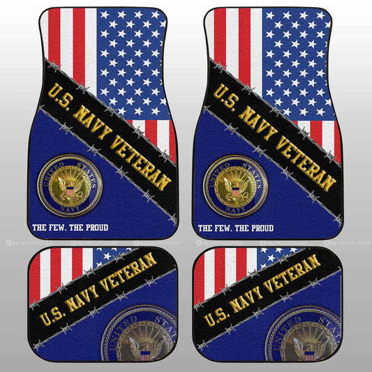 Veteran Car Mats US Navy Veteran The Few The Proud Car Floor Mats Red Blue