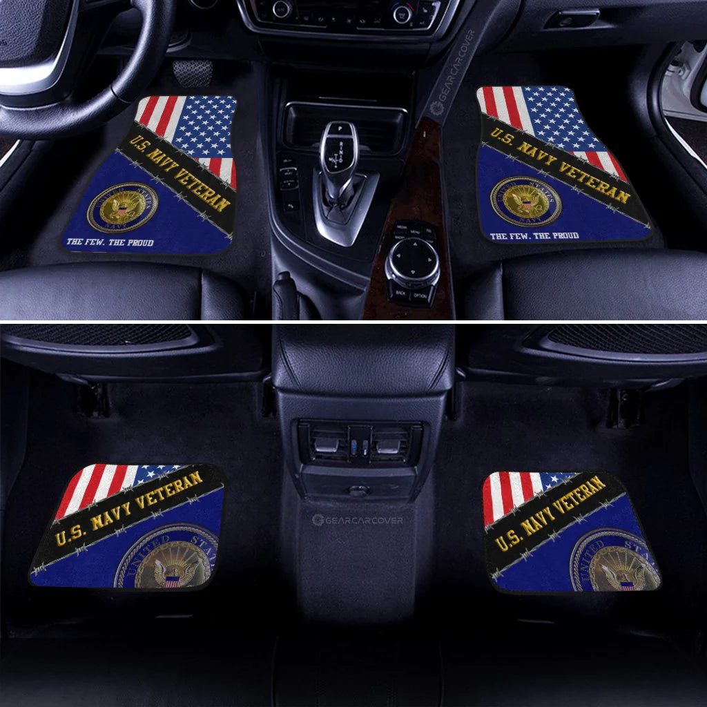 Veteran Car Mats US Navy Veteran The Few The Proud Car Floor Mats Red Blue