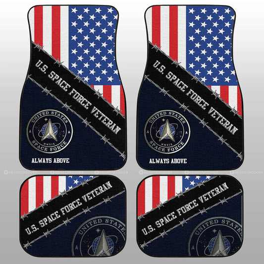 Veteran Car Mats US Space Force Veteran Always Above Car Floor Mats Black Blue