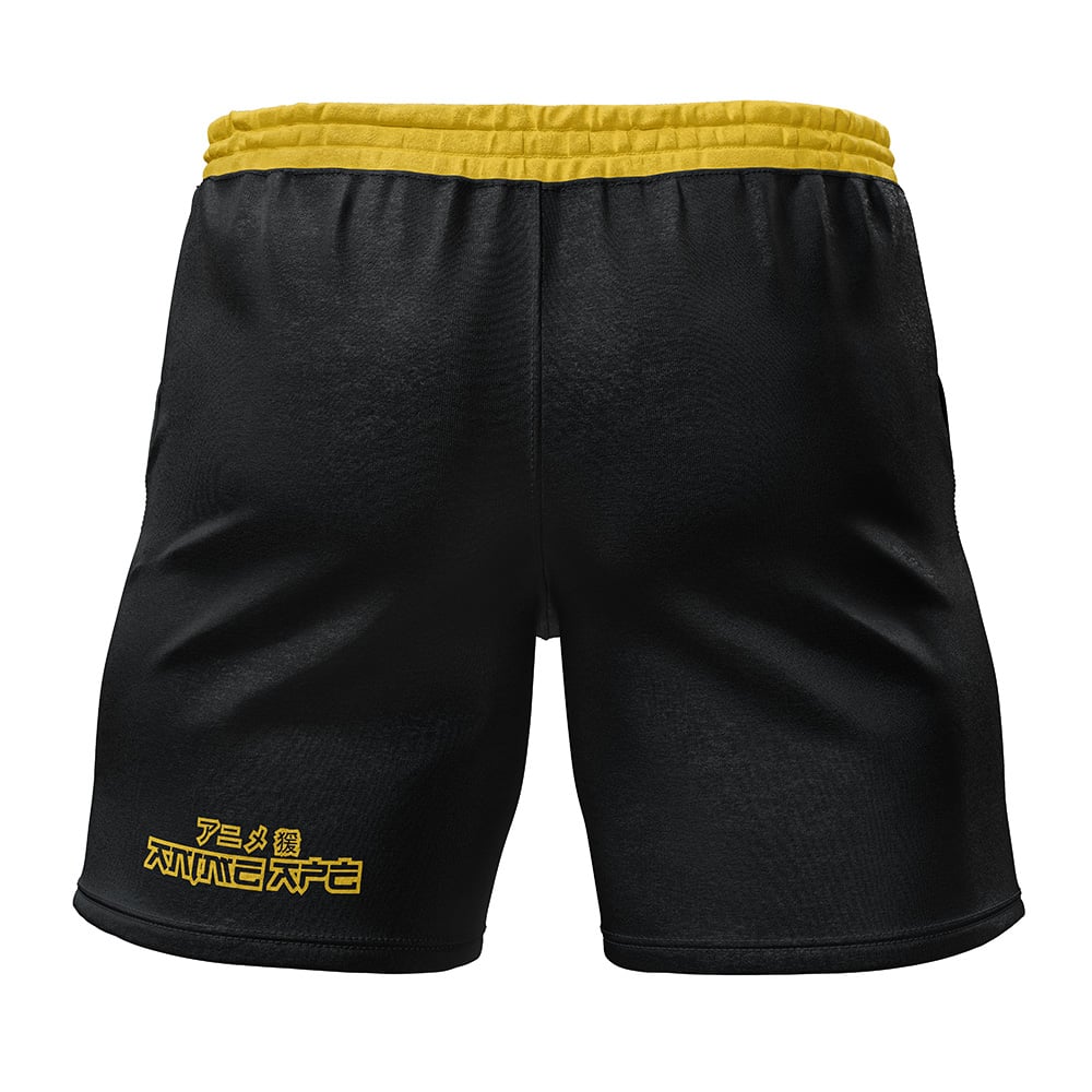 PKM Shorts Umbreon Face Graphic PKM Beach Shorts Black Yellow