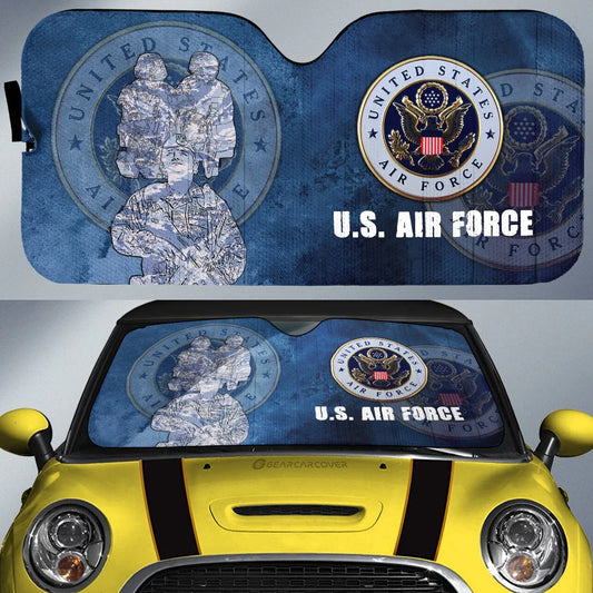 Veteran Car Sun Shade US Air Force Soldier And Symbol Winshield Sun Shade Blue