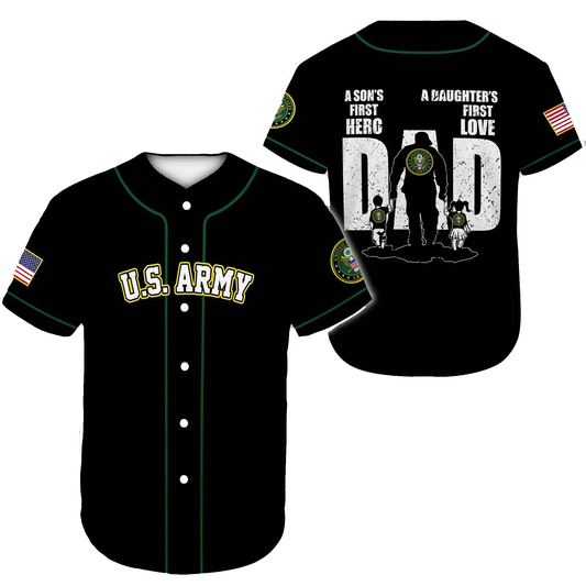 Veteran Baseball Jersey A Son's First Hero Veteran Army Jersey Shirt Black White Unisex Adult New Release