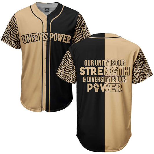 Unity & Diversity Is Power - African American Baseball Jersey - Gift for Black Dad, Grandpa, Husband