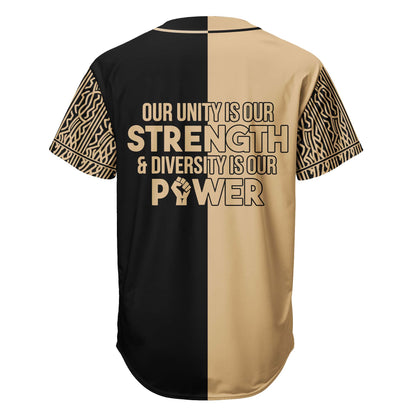 Unity & Diversity Is Power - African American Baseball Jersey - Gift for Black Dad, Grandpa, Husband