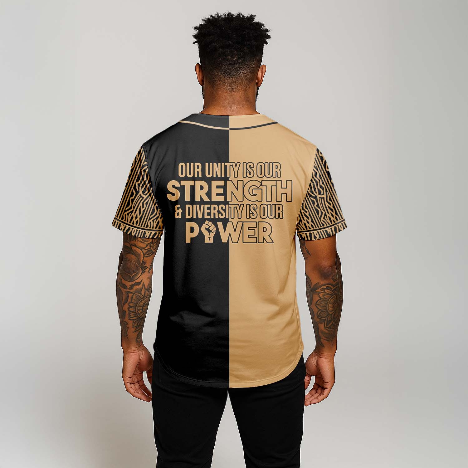 Unity & Diversity Is Power - African American Baseball Jersey - Gift for Black Dad, Grandpa, Husband