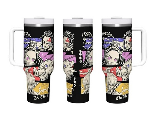 Demon Slayer 40 Oz Tumbler Tanjiro Zenitsu Inosuke Nezuko Team Tumbler 40 Oz Colorful