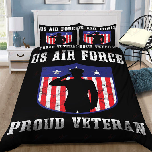 Veteran Bedding Set US Air Force Proud Veteran Duvet Covers Black Unique Gift