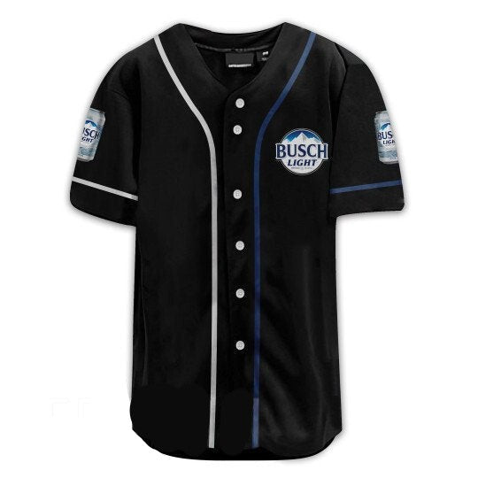 Busch Light Baseball Jersey US Flag Skull Graphic Jersey Shirt Black Unisex