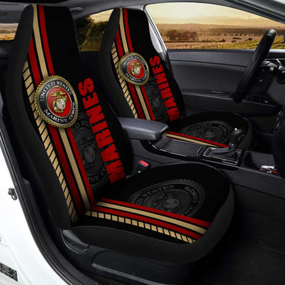 Veteran Car Seat Covers Us Marine Corps Symbol Pattern Seat Covers Black Red