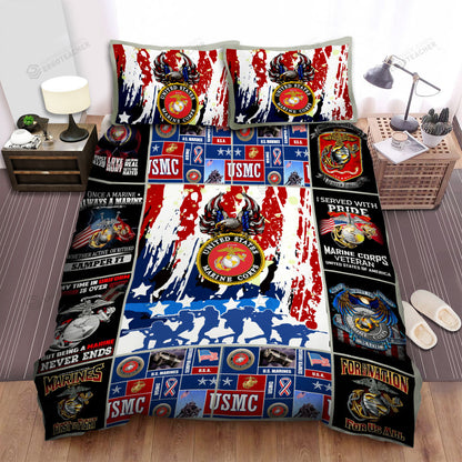 Veteran Bedding Set USMC I Served With Pride Duvet Covers Colorful Unique Gift