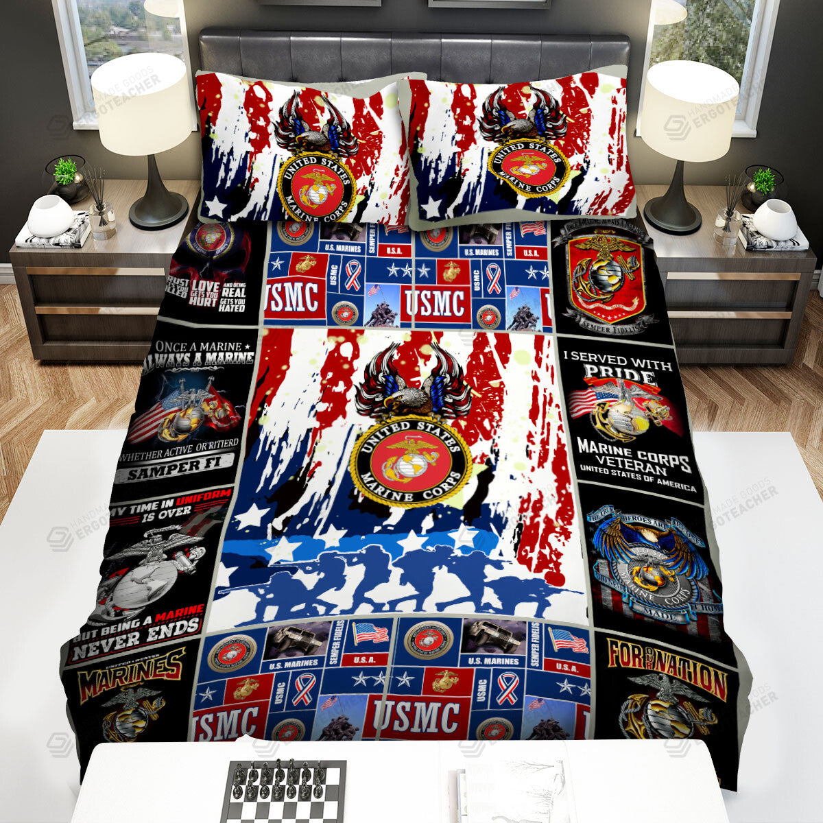 Veteran Bedding Set USMC I Served With Pride Duvet Covers Colorful Unique Gift