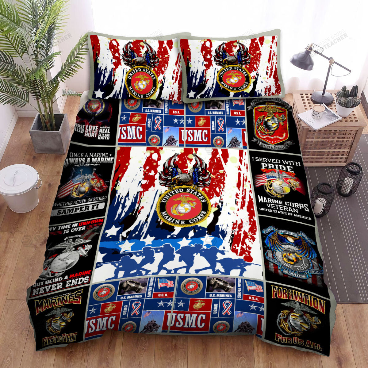 Veteran Bedding Set USMC I Served With Pride Duvet Covers Colorful Unique Gift