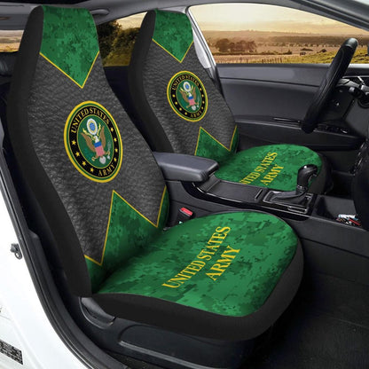 Veteran Car Seat Covers US Army Symbol Leather Pattern Seat Covers Black Green