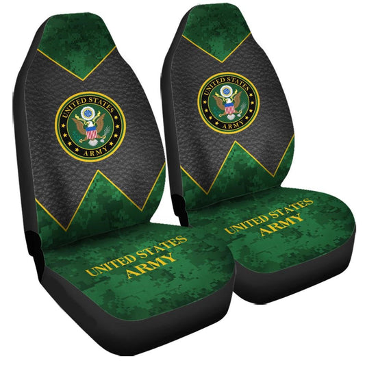 Veteran Car Seat Covers US Army Symbol Leather Pattern Seat Covers Black Green