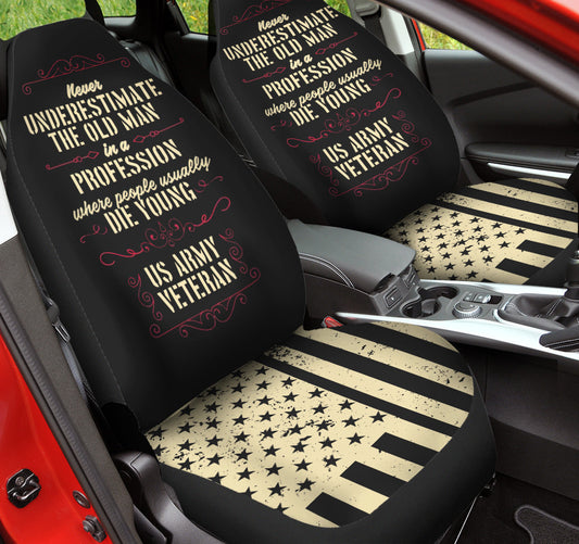 Veteran Car Seat Covers Never Underestimate The Old Man Seat Covers Black White