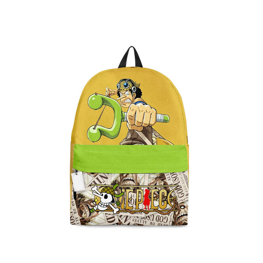 One Piece Backpack One Piece Usopp Symbol Manga Pattern Backpacks Yellow Green