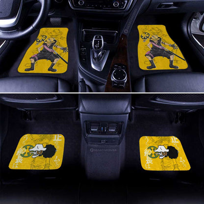 One Piece Car Mats Cool Usopp Graphic Jolly Roger Symbol Car Floor Mats Yellow
