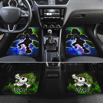 One Piece Car Mats One Piece Usopp Silhouette Jolly Roger Symbol Galaxy Car Floor Mats Blue Green