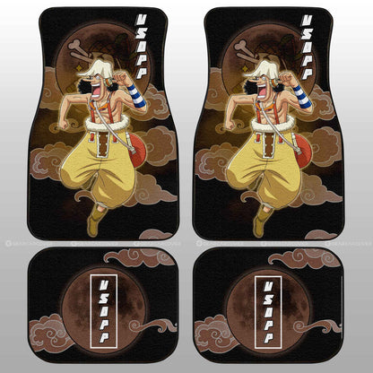One Piece Car Mats One Piece Usopp Graphic Cloud And Moon Pattern Car Floor Mats Black Brown