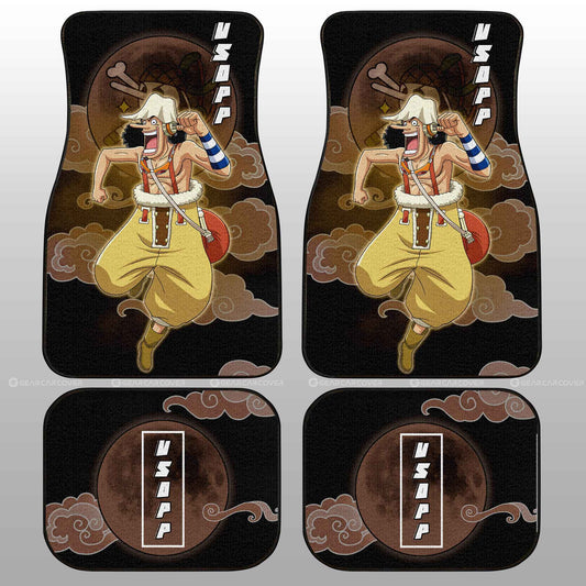 One Piece Car Mats One Piece Usopp Graphic Cloud And Moon Pattern Car Floor Mats Black Brown