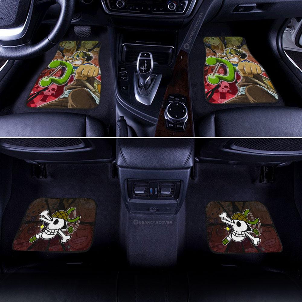 One Piece Car Mats Usopp And Other Characters Graphic Jolly Roger Symbol Car Floor Mats Colorful